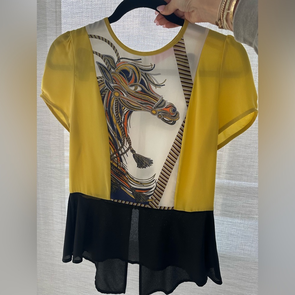 Yellow and black dressy top